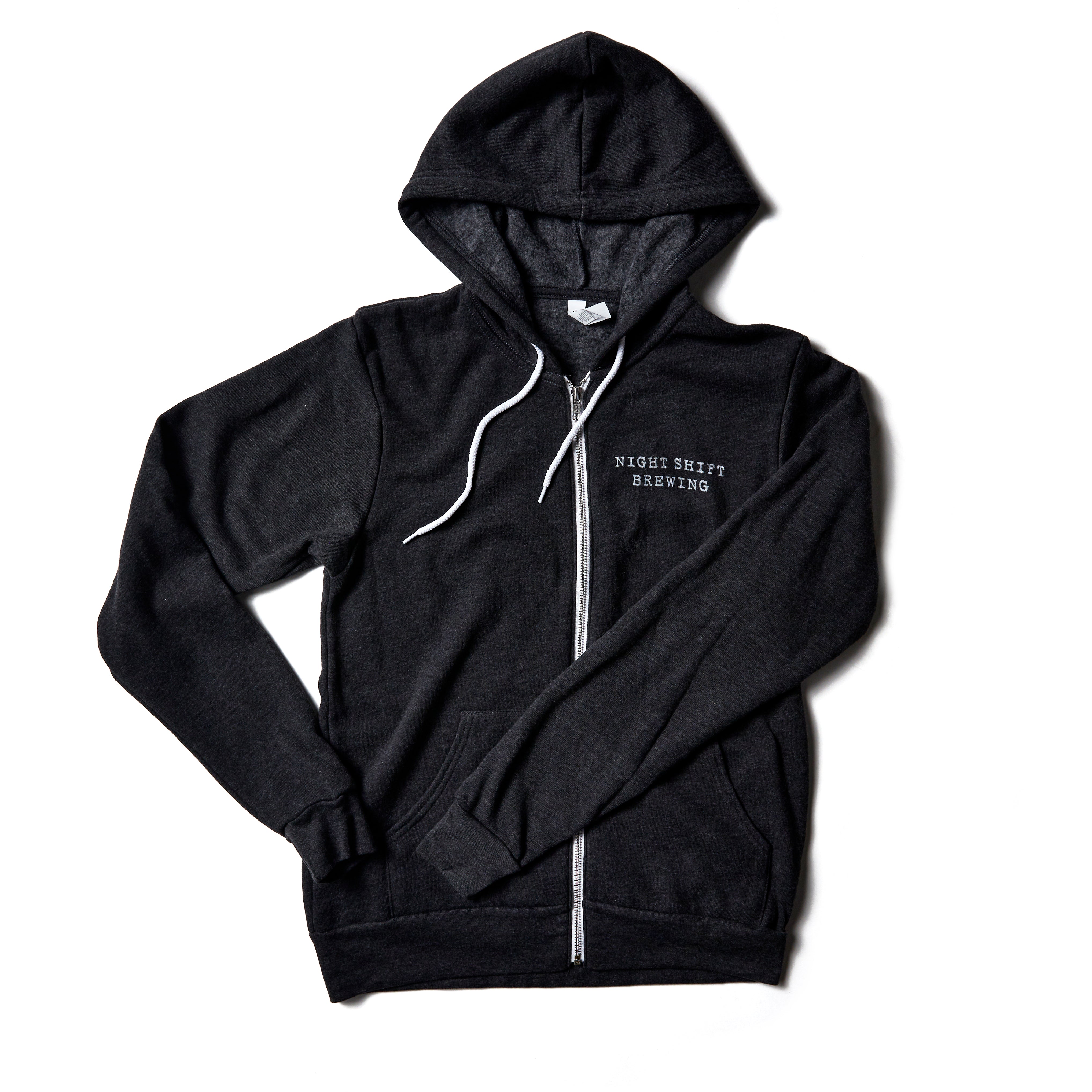 Zip Up Hoodie Dark Heather Grey Night Shift Brewing